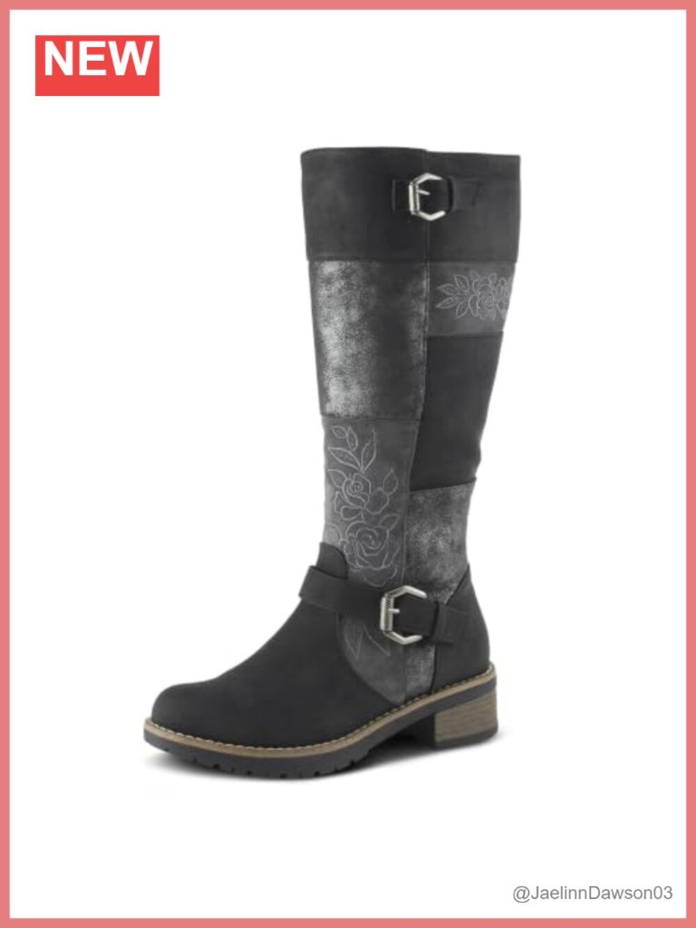 Women's Vegan Leather Faux Suede Tall Knee-High Zipper Boots Embroidered